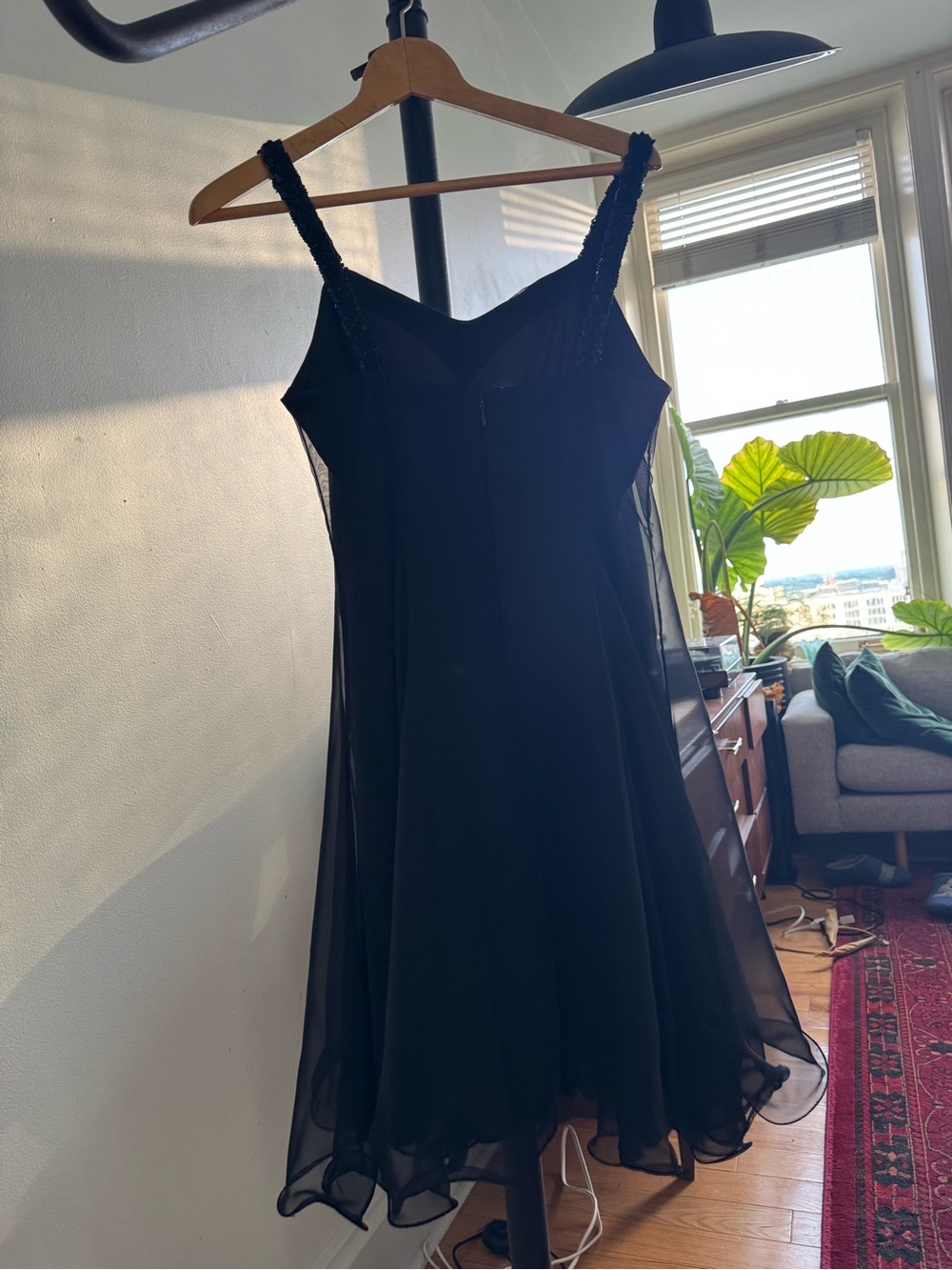 Vintage ABS Allen Schwartz Black Chiffon Dress
